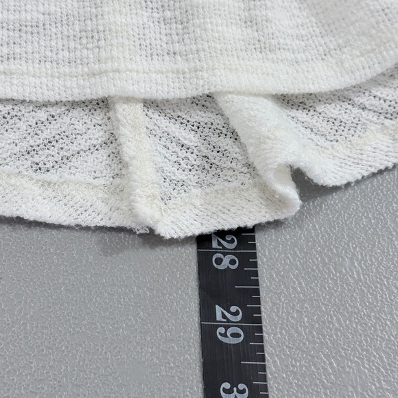 Cherish Ruched V-Back Slit Hem top Womens sz M White Beach Coastal Nautical - Picture 8 of 9